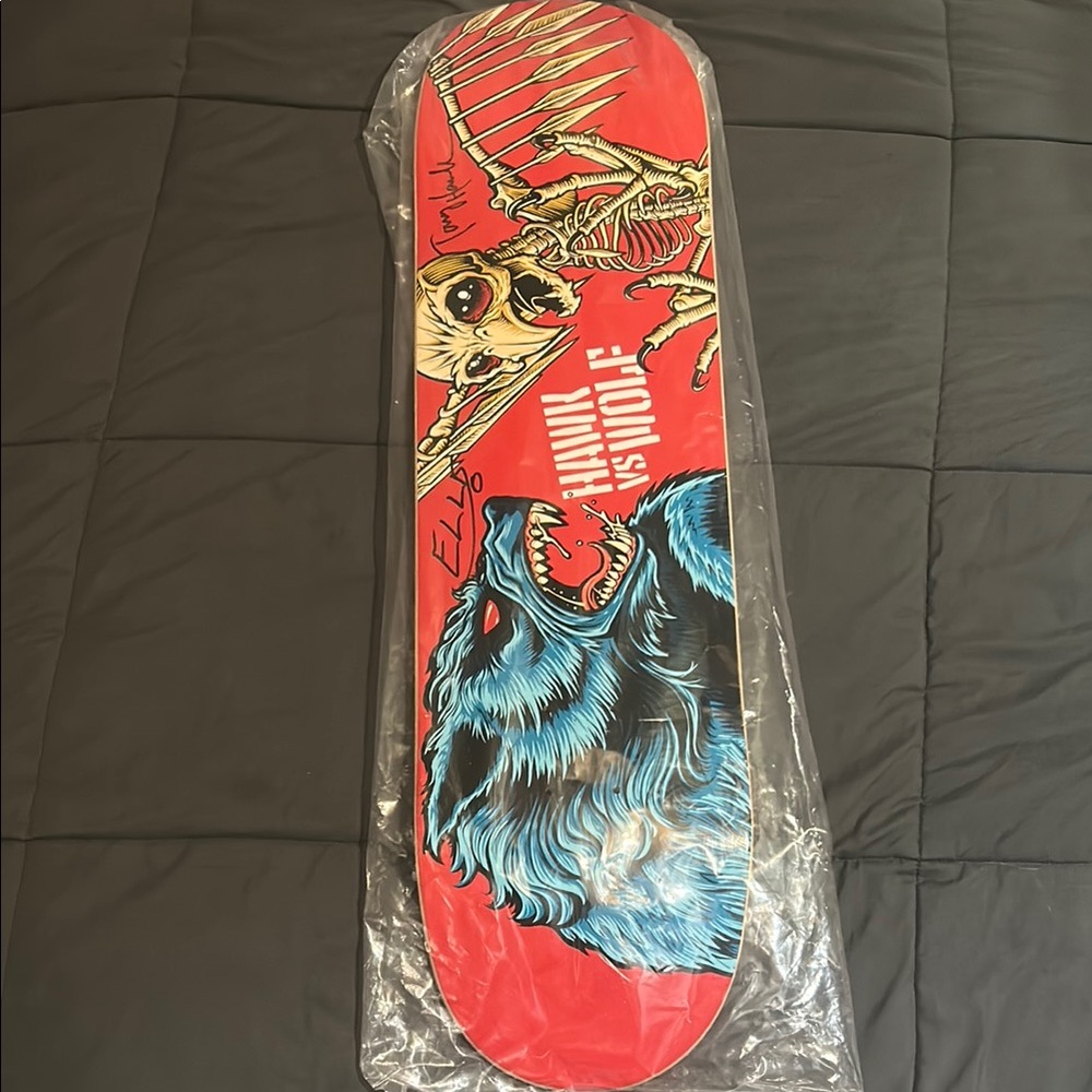 Limited Edition Signed Hawk VS Wolf Skateboard Deck